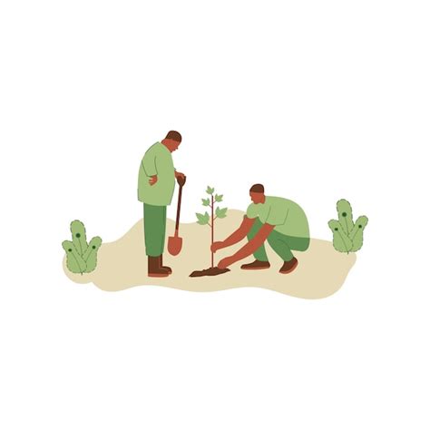 Ilustración vectorial de personas plantando árboles concepto de salvar