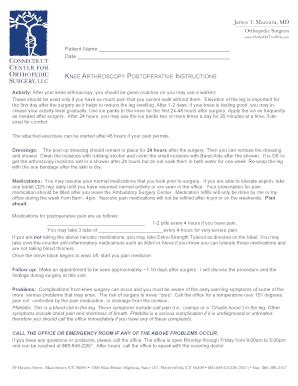 Fillable Online Knee Arthroscopy Meniscectomy Postop Pub Fax Email