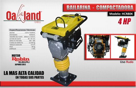 Bailarina Compactadora Oakland Motor Robin Subaru 4 Hp Envío gratis