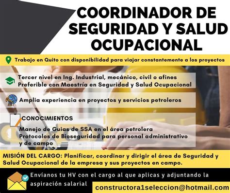 Coordinador De Seguridad Y Salud Ocupacional Mi Mejor Perfil