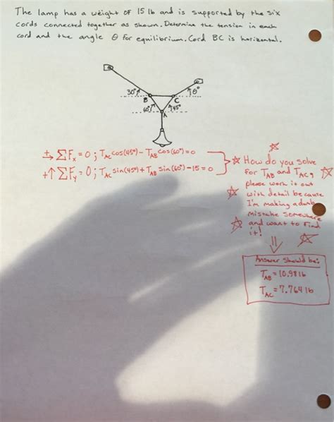 Solved The Lamp Has A Weight Of Lb And Is Supported By Chegg