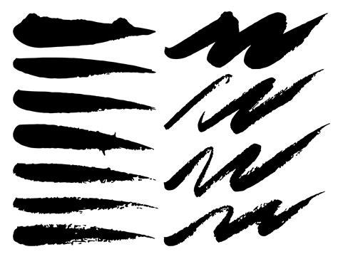 Set Of Brush Strokes Black Ink Grunge Brush Strokes Vector