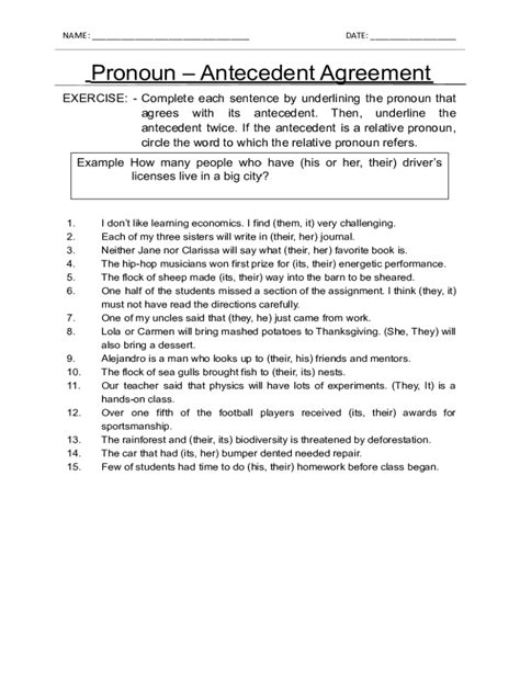 Fillable Online Pronoun And Antecedent Agreement Lone Star College