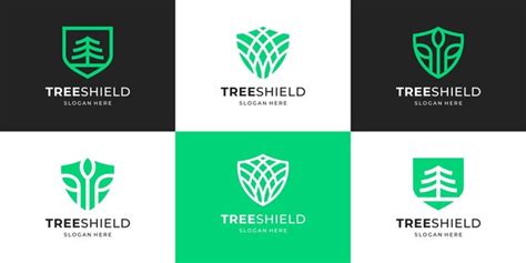 Premium Vector Set Of Shield Shape With Plant Logo Design Template