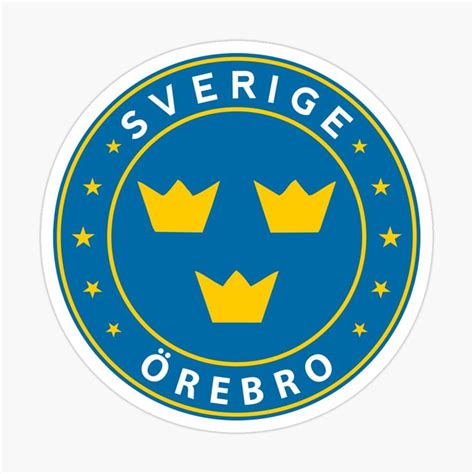 A Blue And Yellow Sticker That Says Sverge Sweden With Two Crowns On It