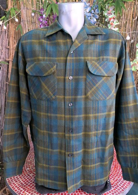 S Vintage Pendleton Wool Loop Collar Board Shirt M Gem