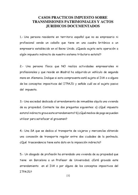 Casos Itp Y Ajd Ejercicios Prácticos De Fiscalidad Empresarial Ley