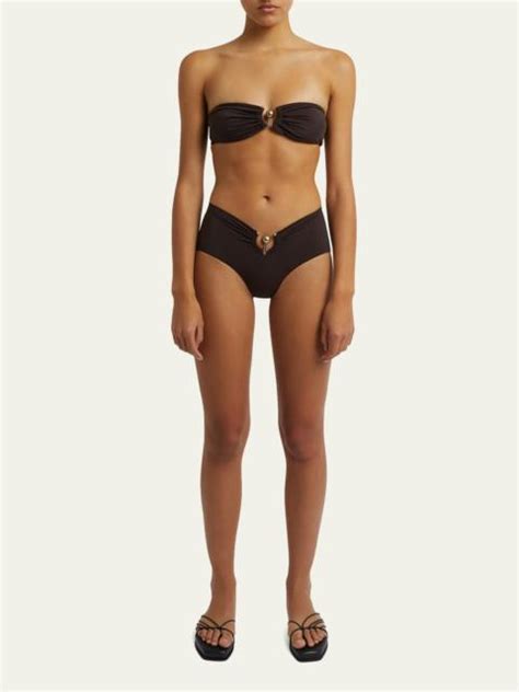 Christopher Esber Orbit Ruched Low Rise Brief Bikini Bottoms Reversible