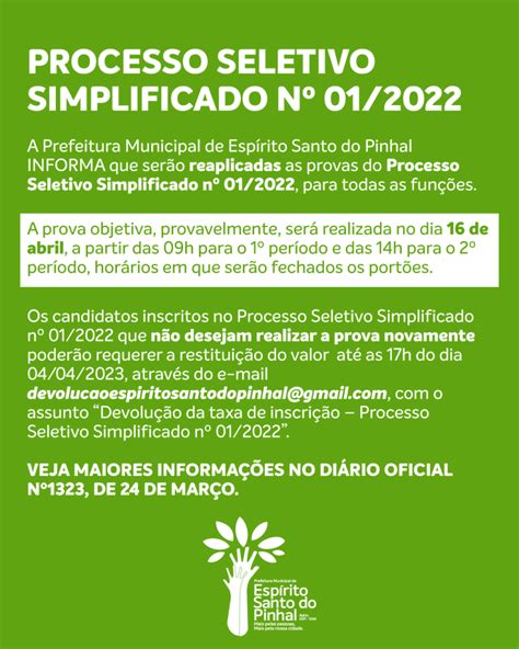 Notícia Processo Seletivo Simplificado nº 01 2022 Município de