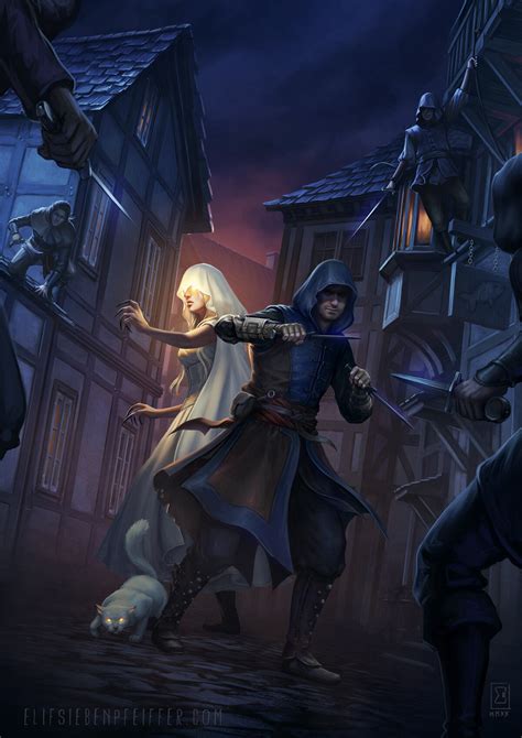 fantasy fight scene in a moonlit alley | Behance