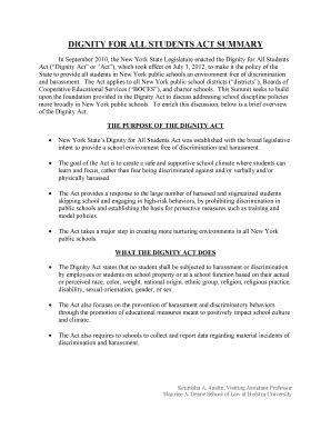 Fillable Online DIGNITY FOR ALL STUDENTS ACT SUMMARY Fax Email Print