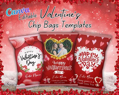 Valentine S Day Chip Bag Template Valentine S Day Favor Bag