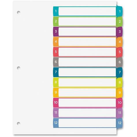 Avery Ready Index Table Of Contents Dividers 1 To 12 Multicolor