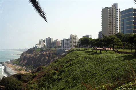 Peru Miraflores View Of The Green Coast Pacific Ocean With Beaches And