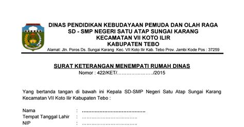 Detail Contoh Surat Keterangan Menempati Rumah Dinas Koleksi Nomer