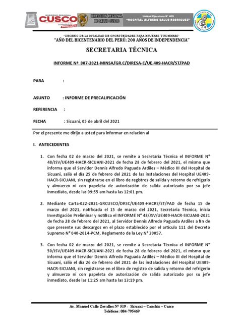 Informe De Precalificación Pdf