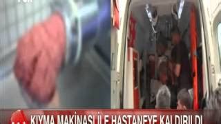 Elini kıyma makinesine kaptıran genç kız makineyle birlikte hastaneye