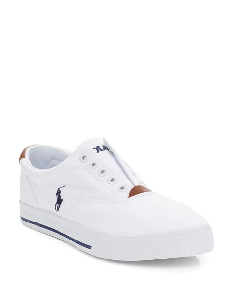 Lyst Polo Ralph Lauren Vito Canvas Slip On Sneakers In White For Men