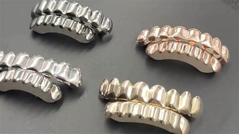 Hip Hop 8 Teeth Top Bottom Grillz Mold Kit Luxury 14k Gold Plated Body Jewelry Gold Teeth Grillz