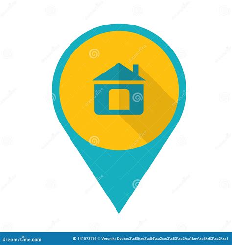 Flat Design Pin With Home Icon Vector Illustration Stock Vector