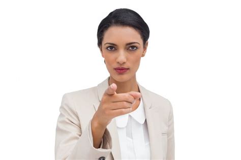 Premium Photo Serious Businesswoman Pointing At Camera