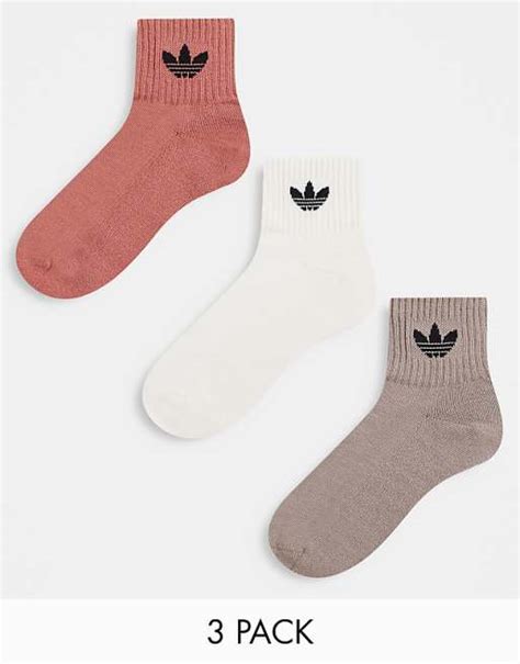 Adidas Originals Adicolor 3 Pack Ankle Socks In Earth Tones Asos