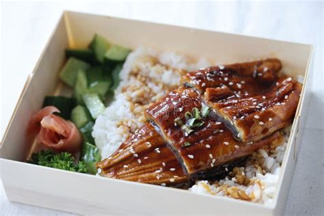 Japanese Food Eel Grilled With Rice Unagi Don Stock Photo Image Of