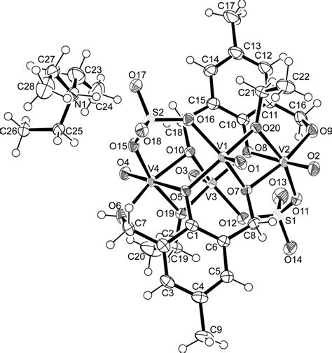 ORTEP View Of The Title Compound Disordered Et3NH And Water