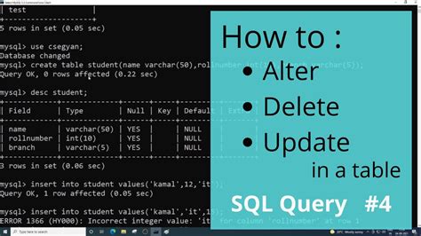 Update Alter And Delete Query In SQL MySQL Beginners Commands Hindi