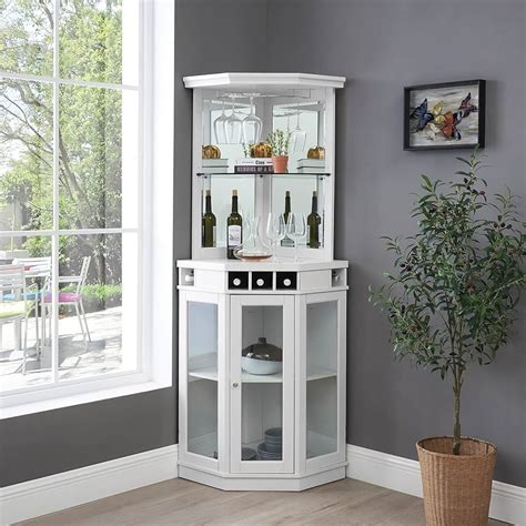 Solid Wood Corner Liquor Display Cabinet With Wine Storage Atelier