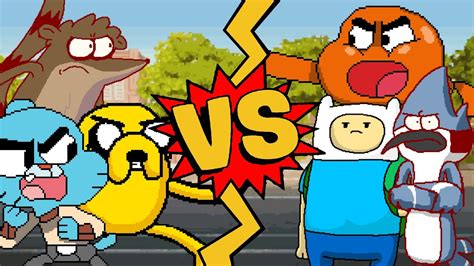 M U G E N Battles Gumball Jake Rigby Vs Darwin Finn Mordecai Youtube