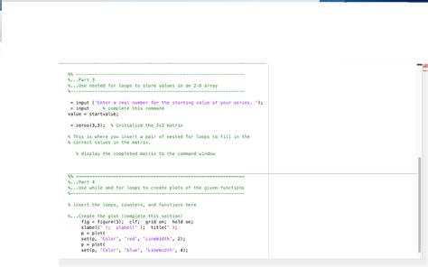 Solved Part Use Nested For Loops To Store Values In An Chegg