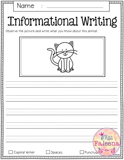 Free Printable Writing Prompts Kindergarten