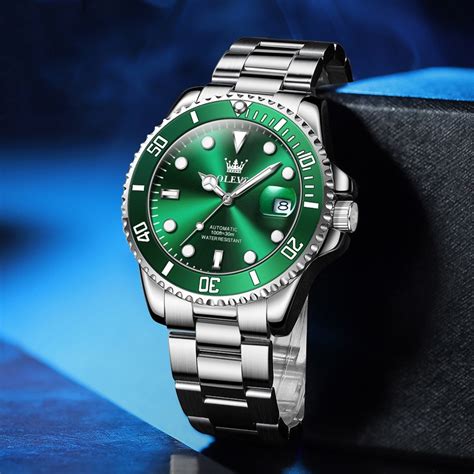 Relógio Rolex Verde Água Fantasma Pulseira De Aço Calendário