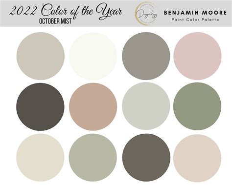 October Mist Paint Color Scheme Premade Paint Palette Benjamin Moore Digital Download E