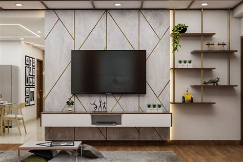Spacious TV Unit Design With Wall-Mounted TV Cabinet | Livspace 