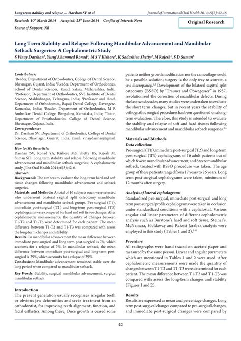 Pdf Long Term Stability And Relapse Following Mandibular Advancement