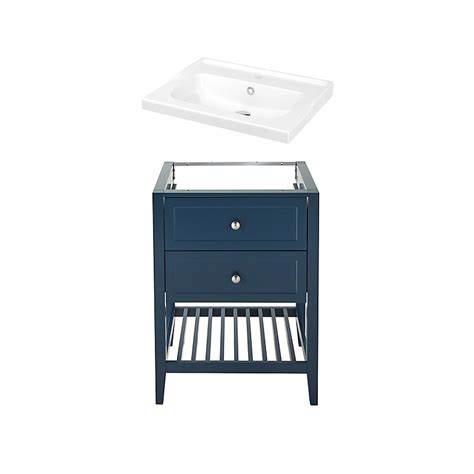 Goodhome Perma Indigo Freestanding Vanity Unit And Basin Set W600mm H