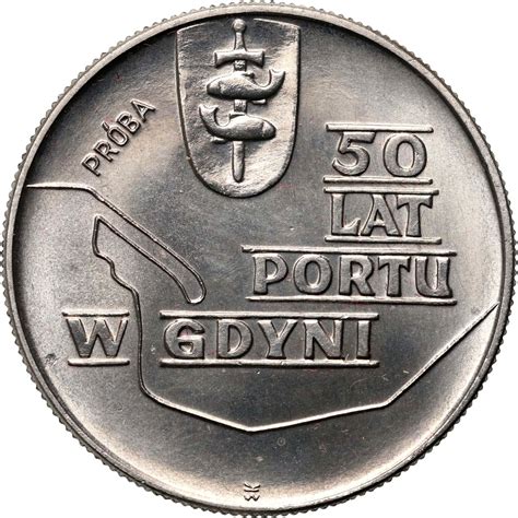 PRL 10 złotych 1972 50 lat portu w Gdyni PRÓBA nikiel Aukcja