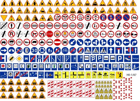 Polskie znaki drogowe Komplet ponad 200 znaków H0 1 87 PAPIER