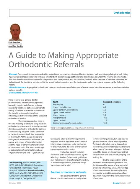 PDF A Guide To Making Appropriate Orthodontic Referrals