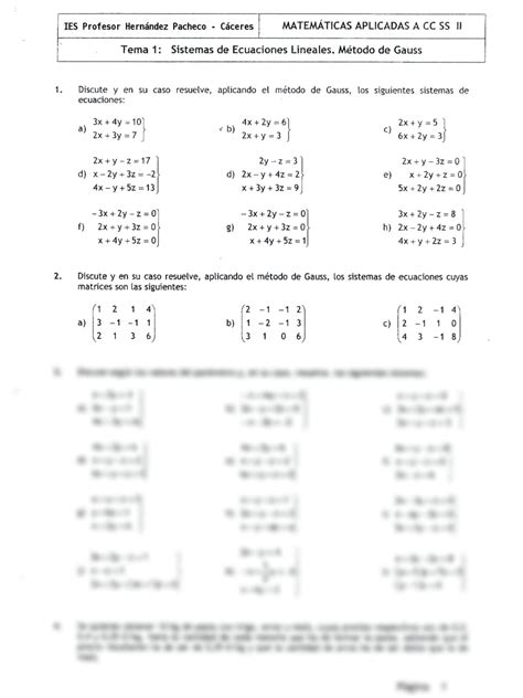 Solution Bachillerato Matem Ticas Ejercicios Matrices Y Ecuaciones