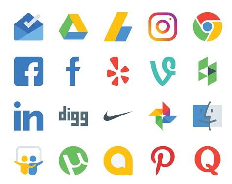 20 social medios de comunicación icono paquete incluso google hola