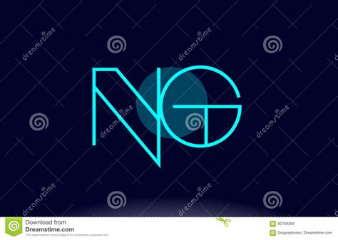 Ng N G Blue Line Circle Alphabet Letter Logo Icon Template Vector Design Stock Vector