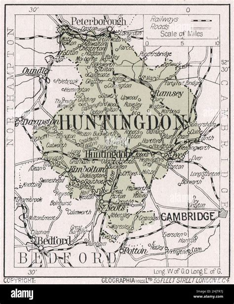 Map Of Huntingdonshire 1913 Stock Photo Alamy