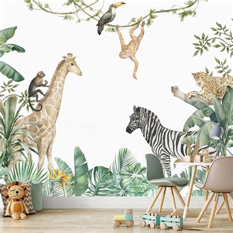 Papier Peint Animaux De La Jungle Pour Enfants Babywall