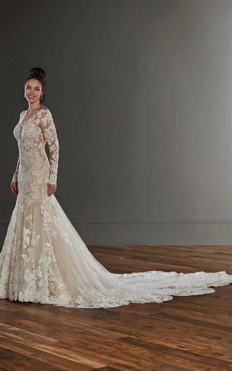 Flourishing Lace Wedding Gown With Long Sleeves Martina Liana Wedding