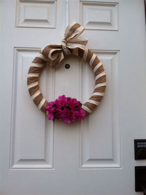 Diy Wreath Wide Burlap Ribbon Wrapped Around A Foam Circle Add