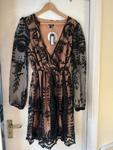 Black And Nude Lace Dress Size Ebay