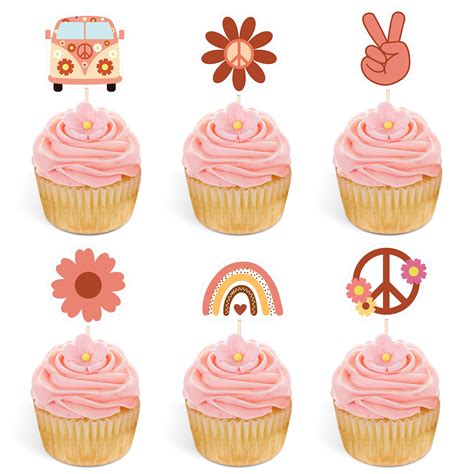 Buy Bessmosohippie Party Cupcake Toppers Cake Picks Two Groovy Party